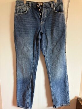 We The Free Siren Curvy Low Rise Straight Leg Jeans 29 Button Fly Cotton